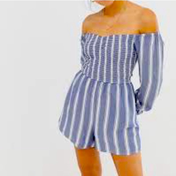 Hollister Pants - Hollister Denim Striped One Piece Romper Size S